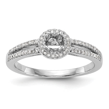14K Weißgold Verlobungsring mit rundem simuliertem Diamanten und Halo