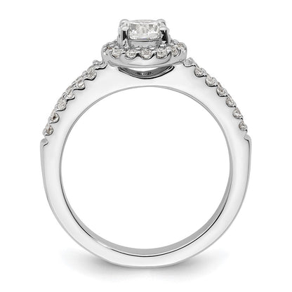 Verlobungsring aus 14K Weißgold mit rundem simuliertem Diamanten und Halo