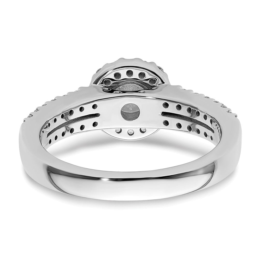 Verlobungsring aus 14K Weißgold mit rundem simuliertem Diamanten und Halo