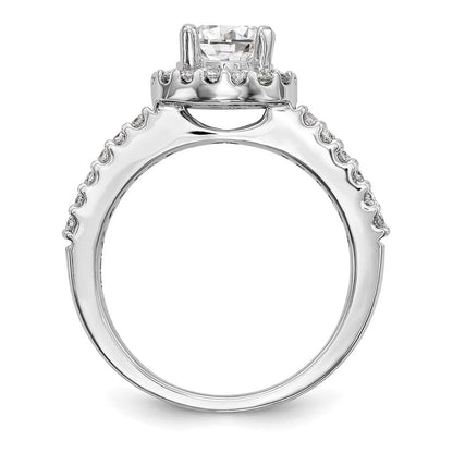 14K Weißgold Verlobungsring mit rundem simuliertem Diamanten und Halo-Fassung