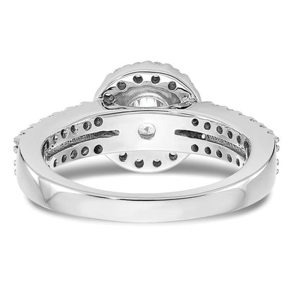 14K Weißgold Verlobungsring mit rundem simuliertem Diamanten und Halo-Fassung