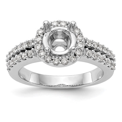 14K Weißgold Verlobungsring mit rundem simuliertem Diamanten und Halo-Fassung