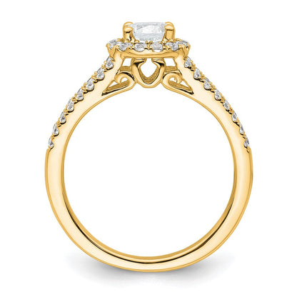 14K Gelbgold Rund Diamant Halbfassung Heiligenschein Verlobungsring