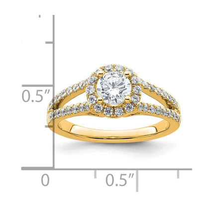 14K Gelbgold Rund Diamant Halbfassung Heiligenschein Verlobungsring
