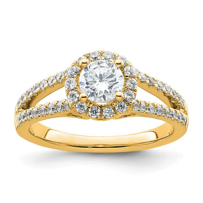 14K Gelbgold Rund Diamant Halbfassung Heiligenschein Verlobungsring