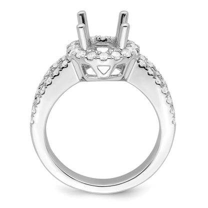 14K Weißgold Verlobungsring mit rundem simuliertem Diamanten und Halo