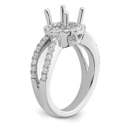 14K Weißgold Verlobungsring mit rundem simuliertem Diamanten und Halo