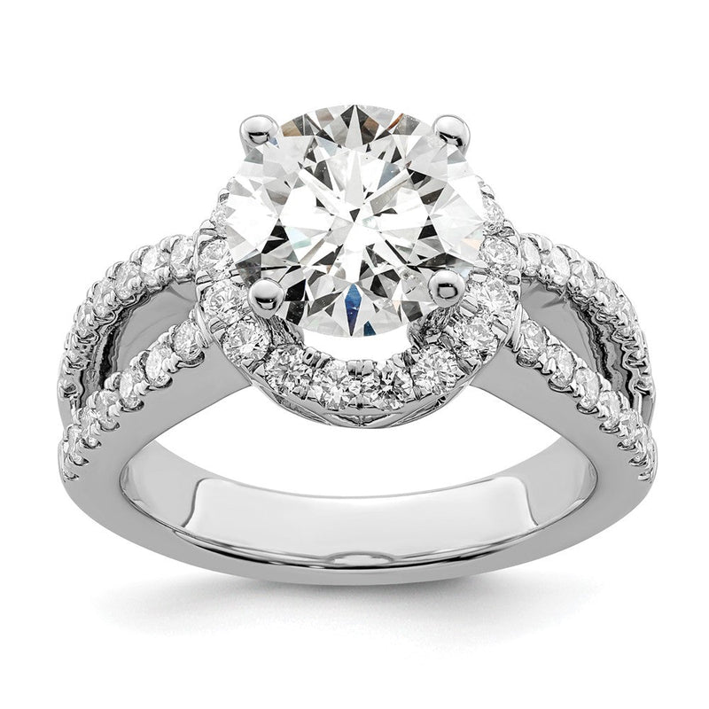 Halo-Ring mit rundem simuliertem Diamanten aus 14K Weißgold