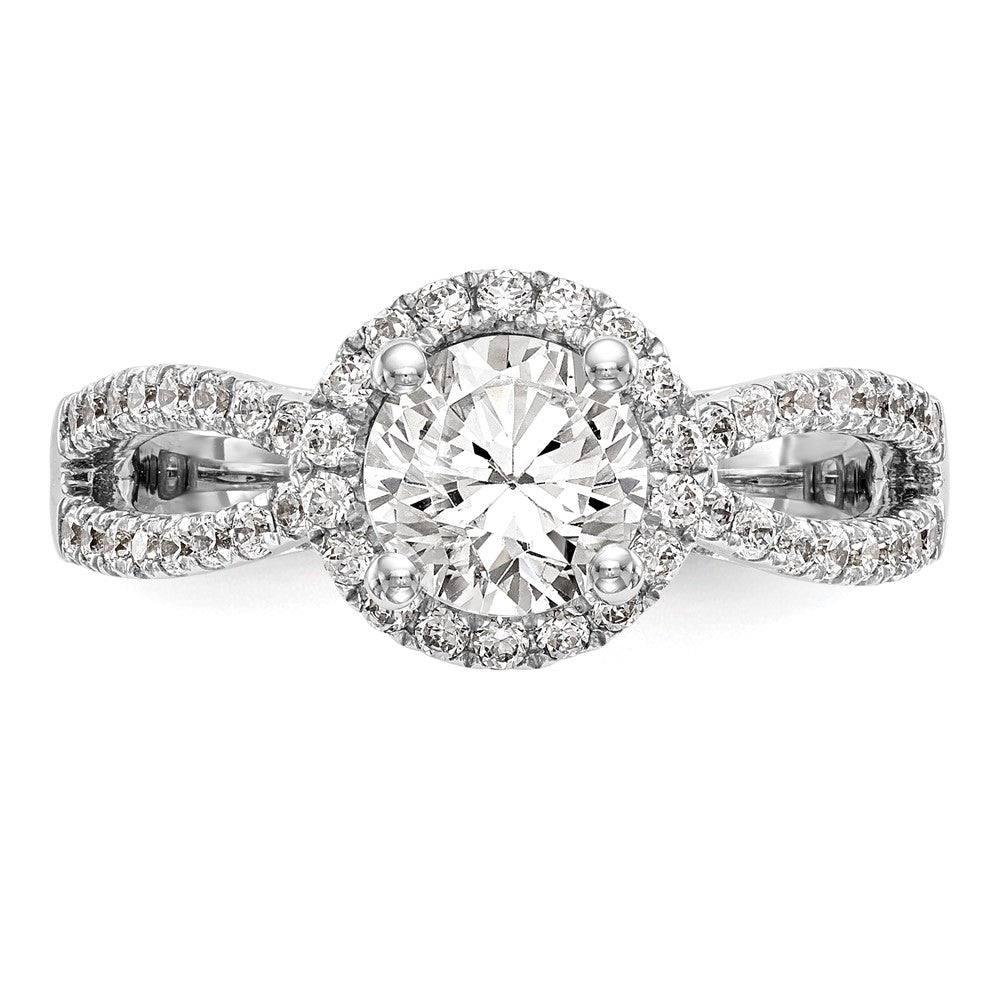14K Weißgold Verlobungsring mit Halo-Fassung, Semi-Mount, 0,625 ct. laborgezüchteten Diamanten VS/SI+ G+, 1 ct. rundem Mittelstein
