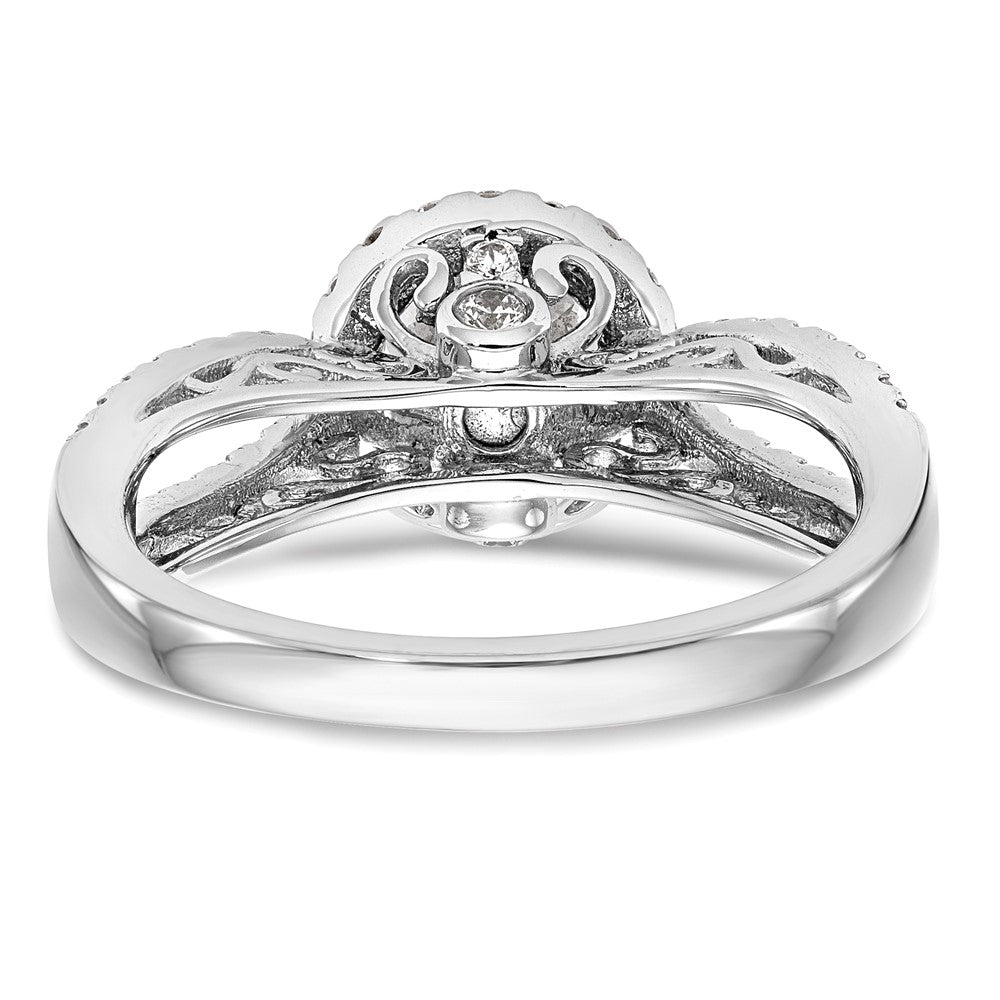 14K Weißgold Verlobungsring mit Halo-Fassung, Semi-Mount, 0,625 ct. laborgezüchteten Diamanten VS/SI+ G+, 1 ct. rundem Mittelstein