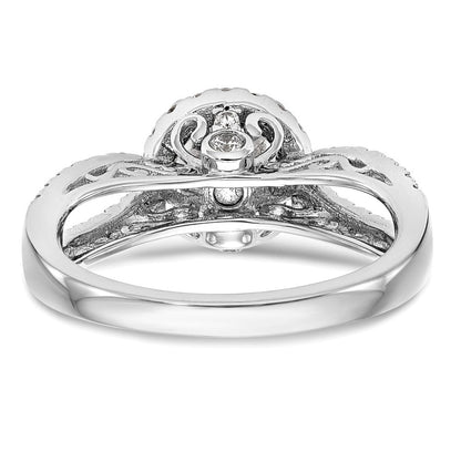 14K Weißgold Verlobungsring mit Halo-Fassung, Semi-Mount, 0,625 ct. laborgezüchteten Diamanten VS/SI+ G+, 1 ct. rundem Mittelstein