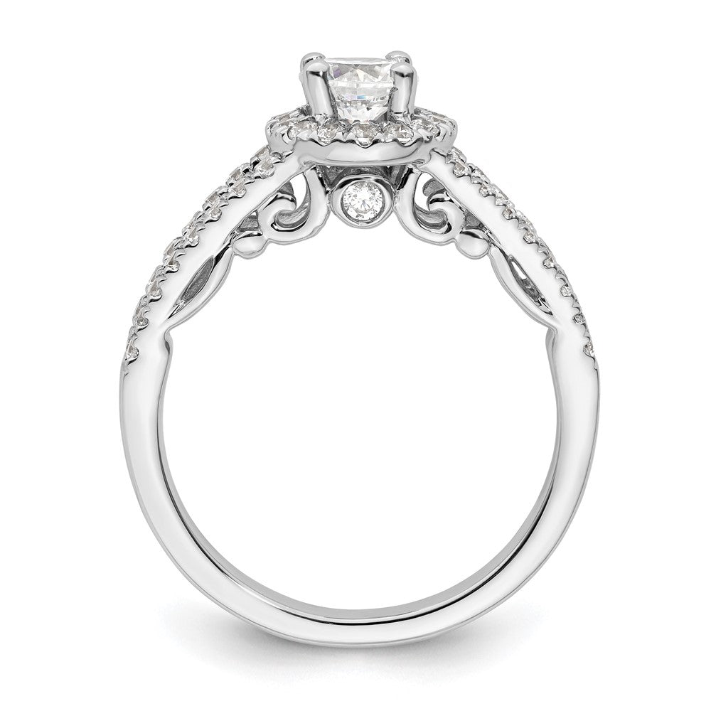 14K Weißgold Verlobungsring mit 1 ct. Labor-gewachsenem Diamant, rund, VS/SI+ G+, mit Halo-Fassung