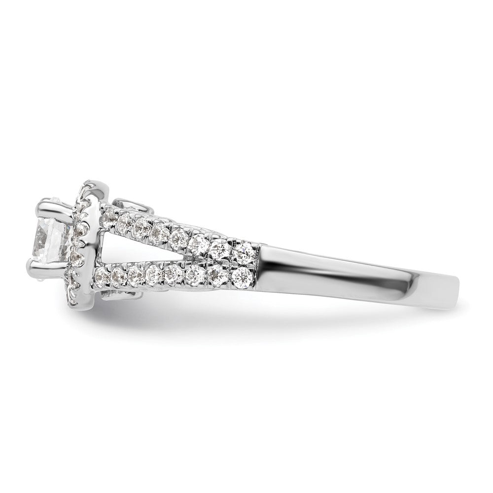 14K Weißgold Verlobungsring mit 1 ct. Labor-gewachsenem Diamant, rund, VS/SI+ G+, mit Halo-Fassung