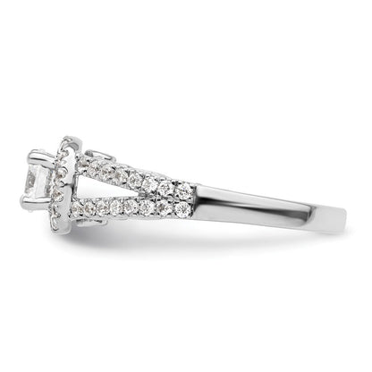 14K Weißgold Verlobungsring mit 1 ct. Labor-gewachsenem Diamant, rund, VS/SI+ G+, mit Halo-Fassung