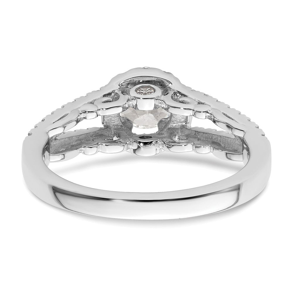 14K Weißgold Verlobungsring mit 1 ct. Labor-gewachsenem Diamant, rund, VS/SI+ G+, mit Halo-Fassung