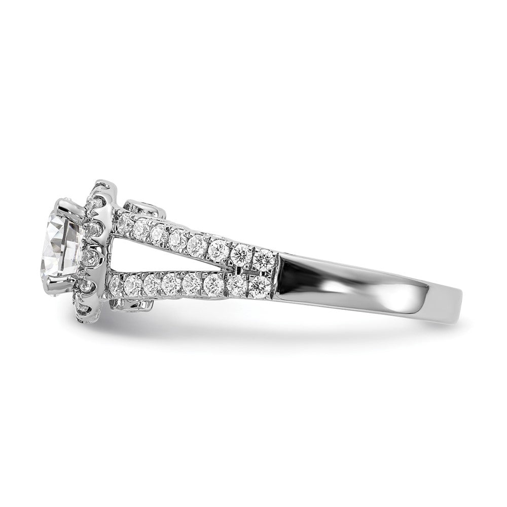 14K Weißgold Verlobungsring mit rundem simuliertem Diamanten und Halo