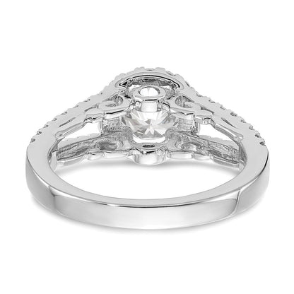 14K Weißgold Verlobungsring mit rundem simuliertem Diamanten und Halo