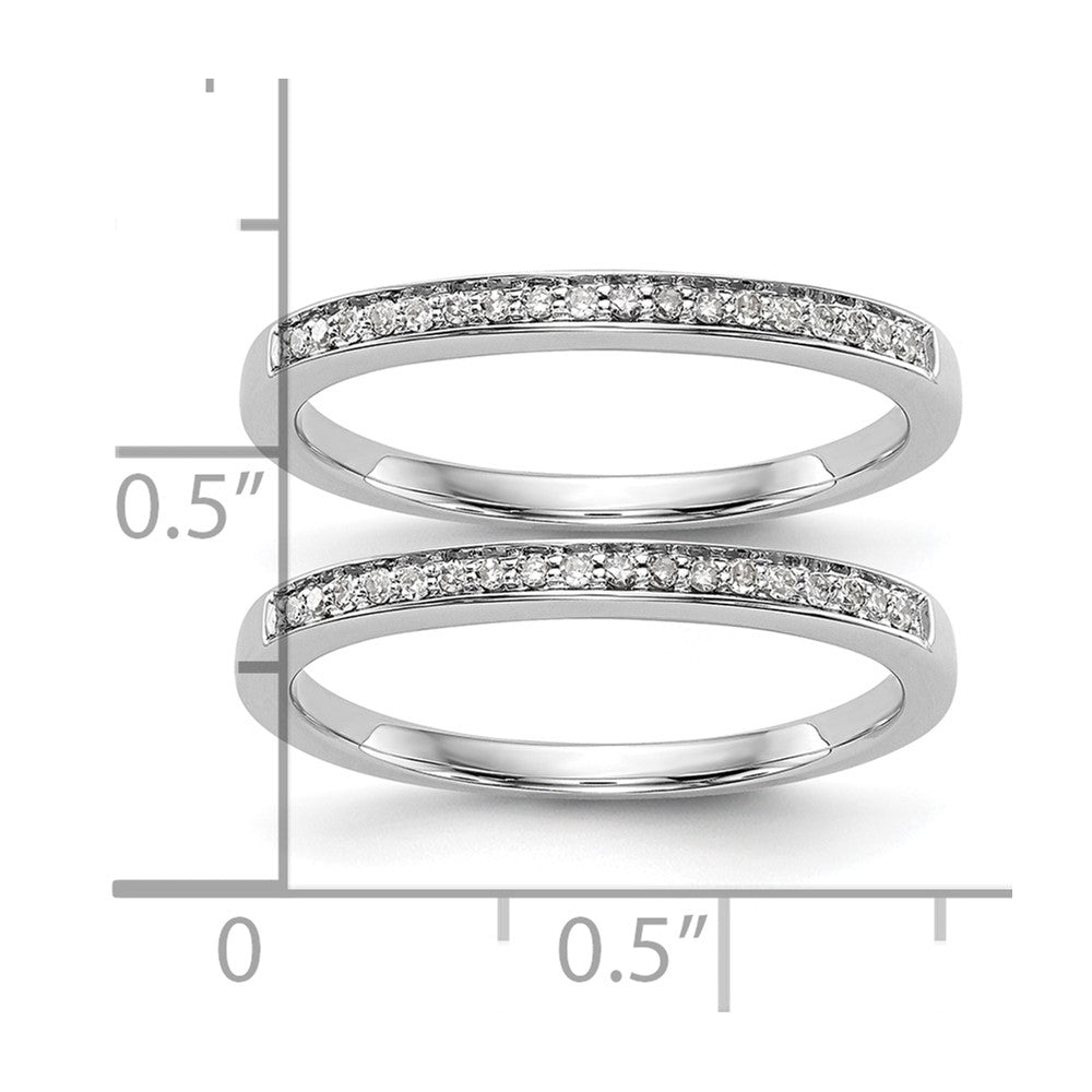 14K Weißgold Set aus 2 Eheringen mit natürlichen Diamanten