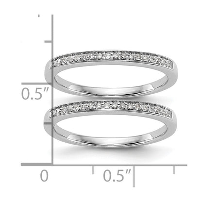 14K Weißgold Set aus 2 Eheringen mit natürlichen Diamanten