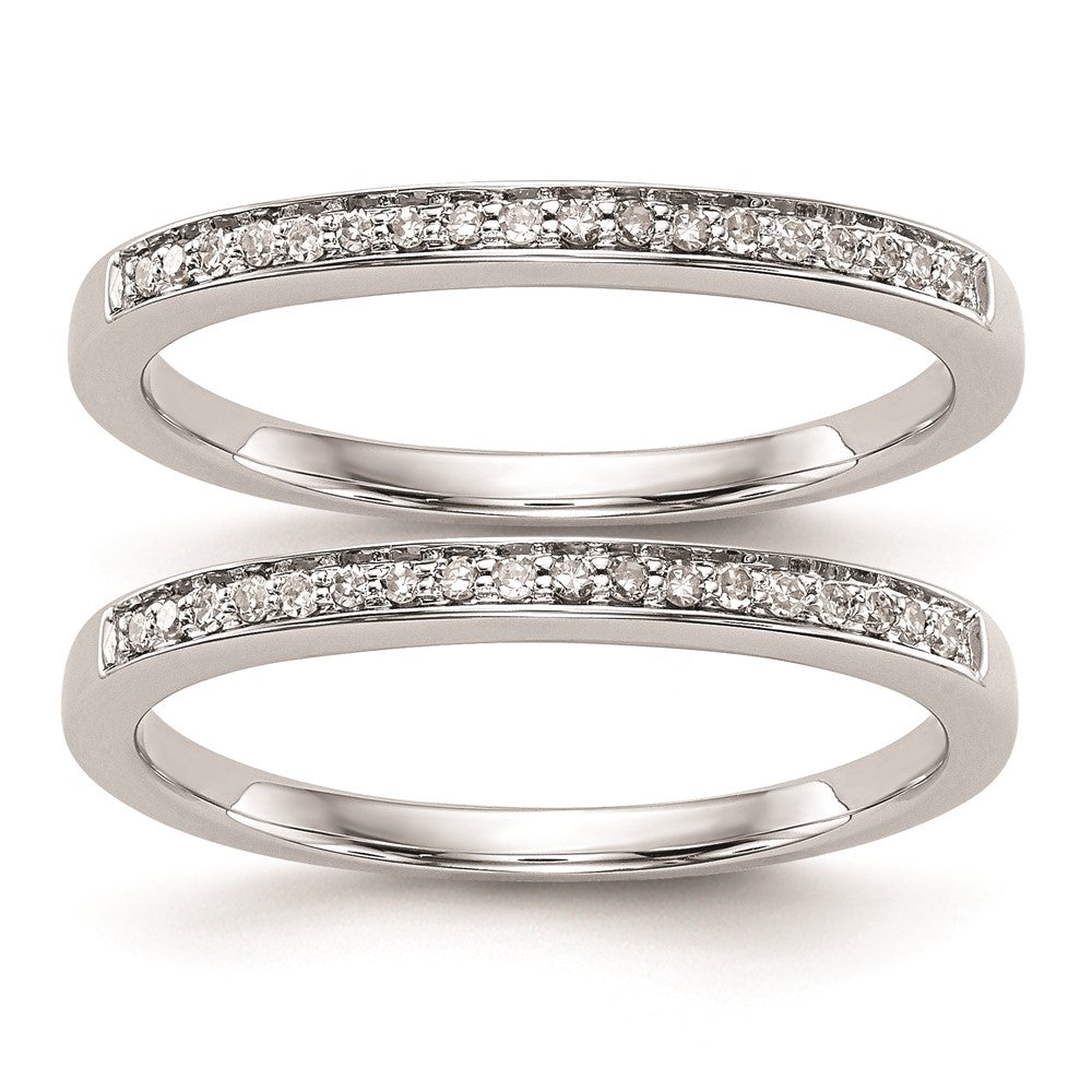 14K Weißgold Set aus 2 Eheringen mit natürlichen Diamanten