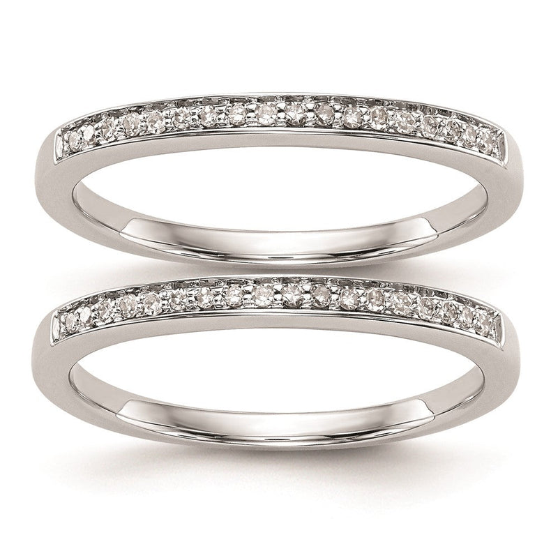 14K Weißgold Set aus 2 Eheringen mit natürlichen Diamanten