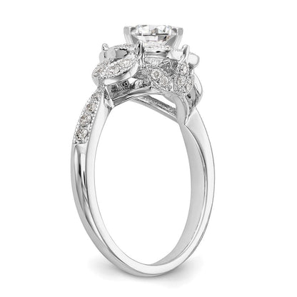 14KW Verlobungsring mit Krappenfassung, simuliertem Diamant im Rundschliff und Halo