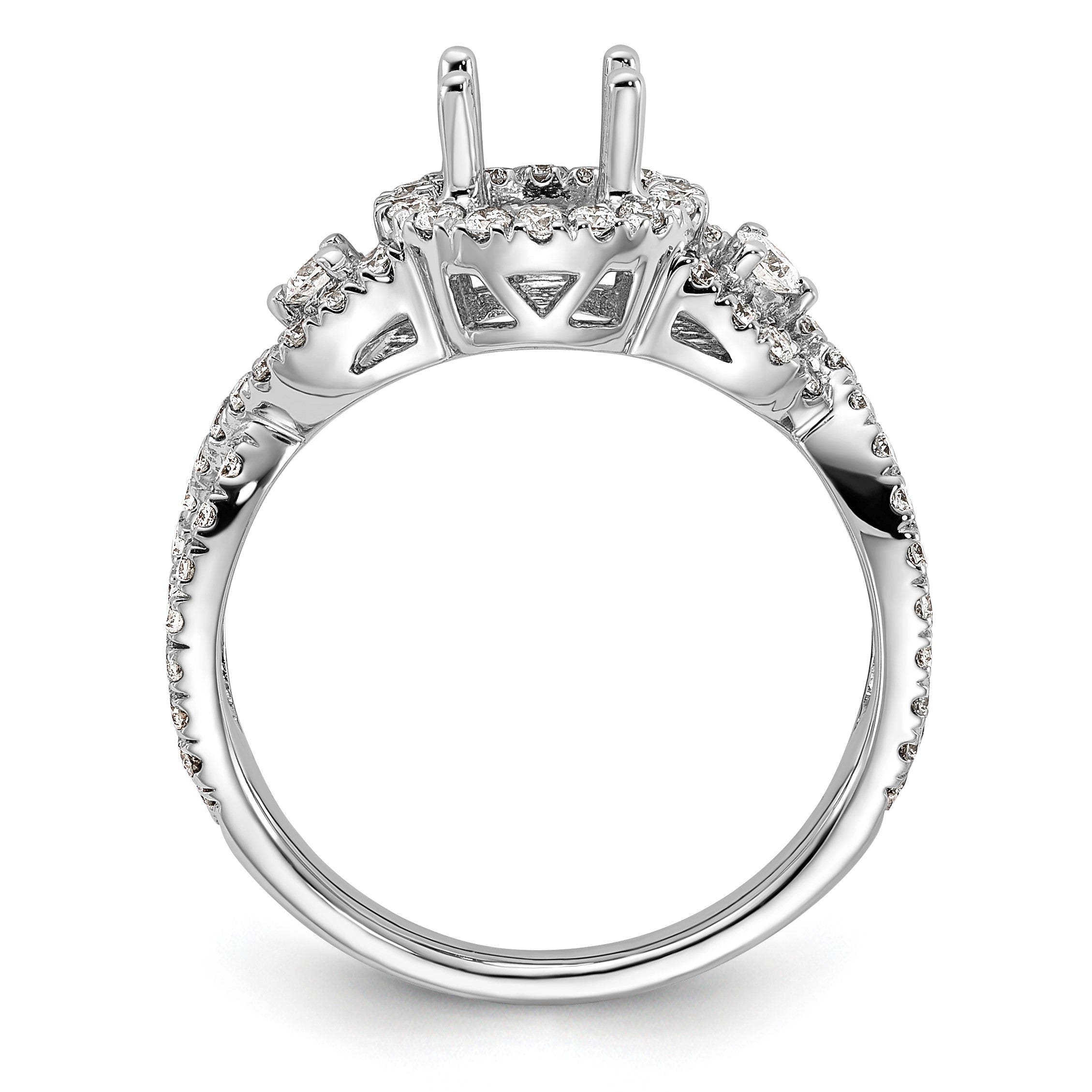 14K Weißgold Verlobungsring mit 0,75 ct. im Labor gezüchteten Diamanten VS/SI+ G+, 0,75 ct. rundem Center-Diamant, Semi-Mount