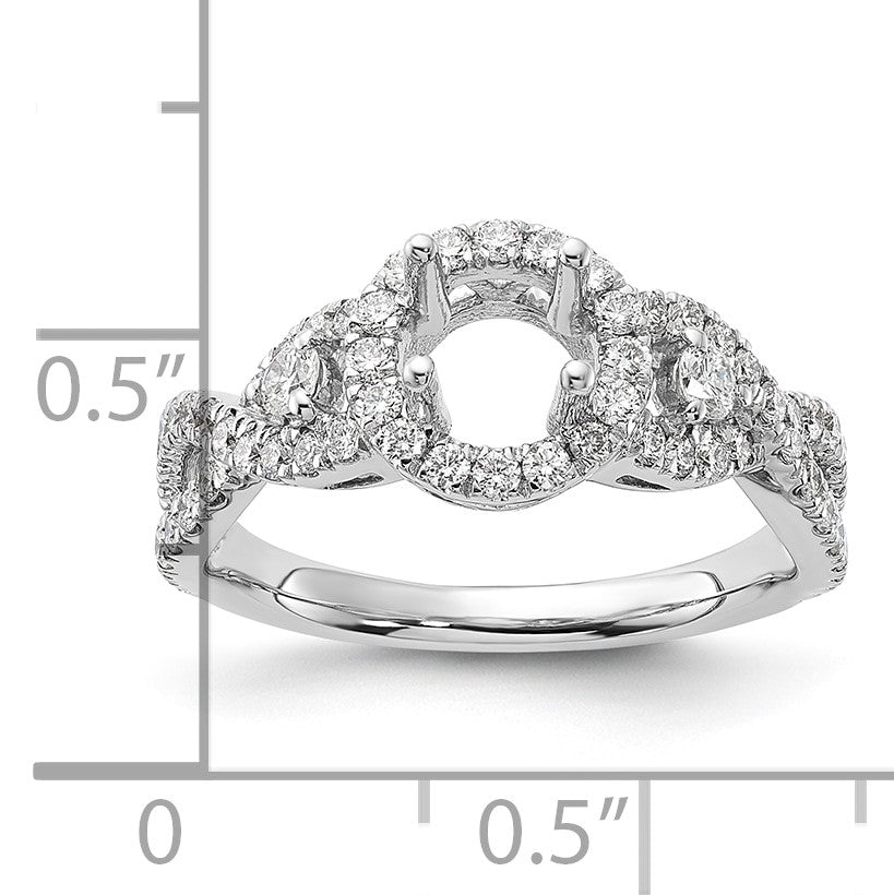 14K Weißgold Verlobungsring mit 0,75 ct. im Labor gezüchteten Diamanten VS/SI+ G+, 0,75 ct. rundem Center-Diamant, Semi-Mount