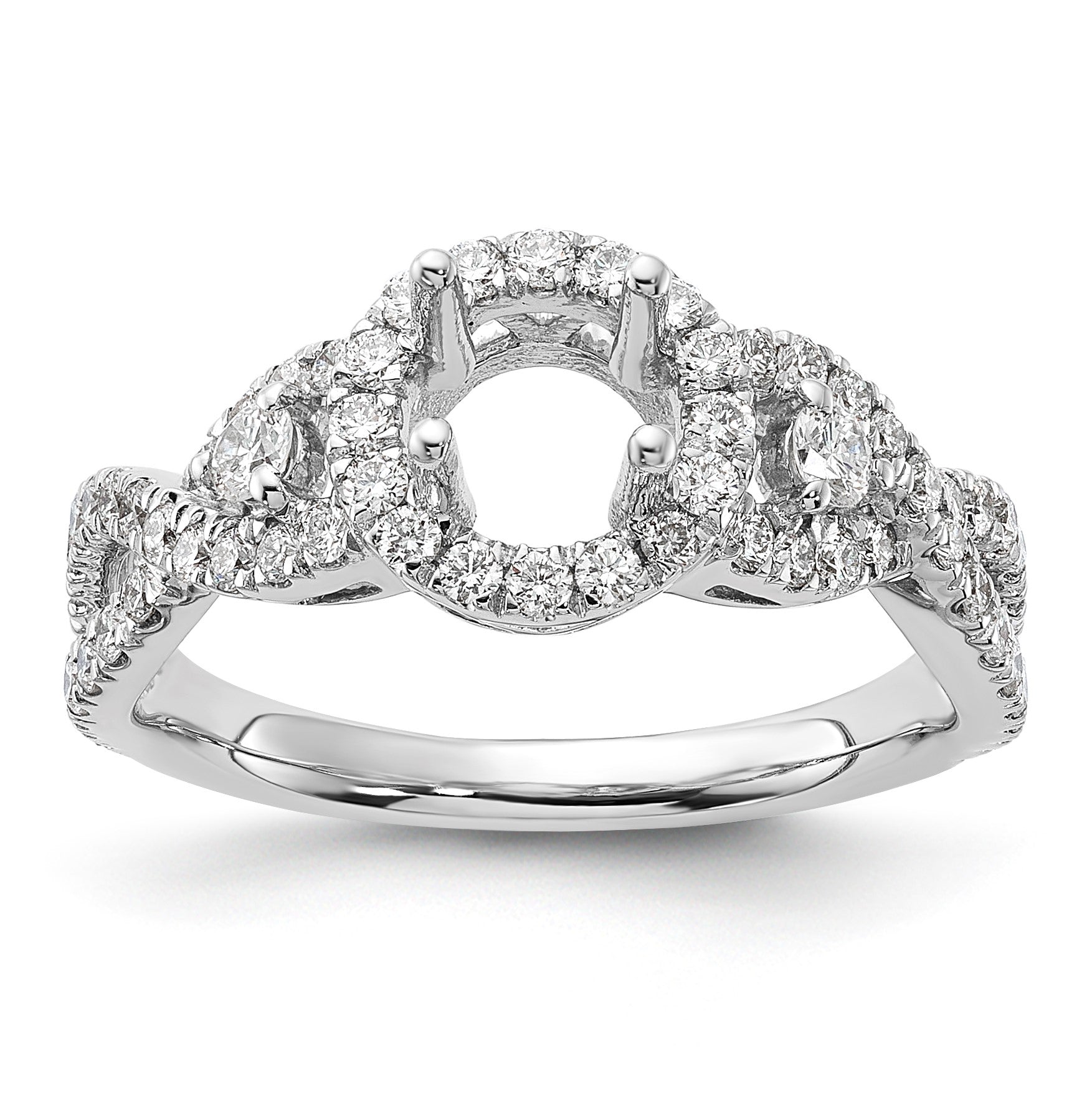 14K Weißgold Verlobungsring mit 0,75 ct. im Labor gezüchteten Diamanten VS/SI+ G+, 0,75 ct. rundem Center-Diamant, Semi-Mount