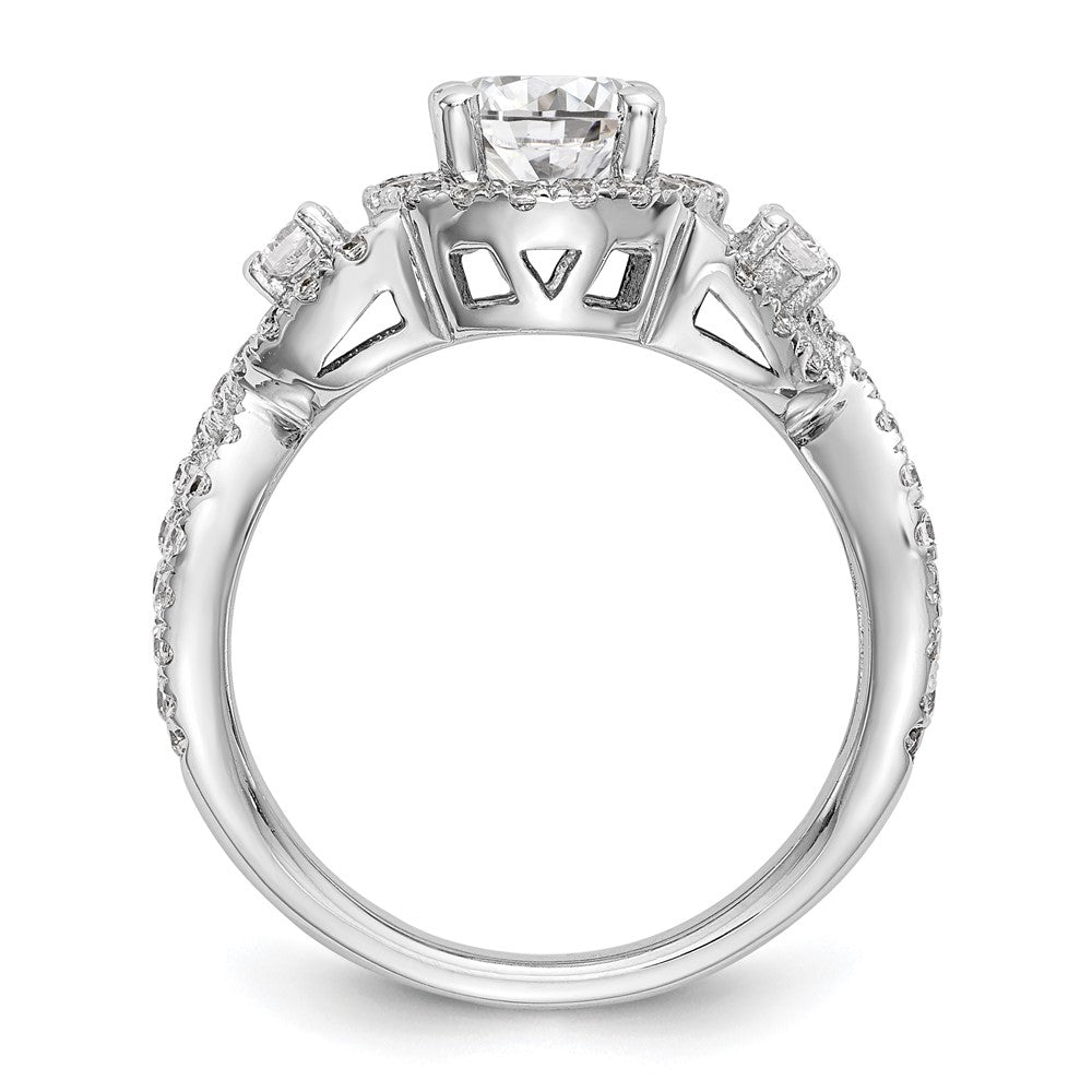 14K Weißgold Halo-Verlobungsring mit rundem simulierten Diamanten