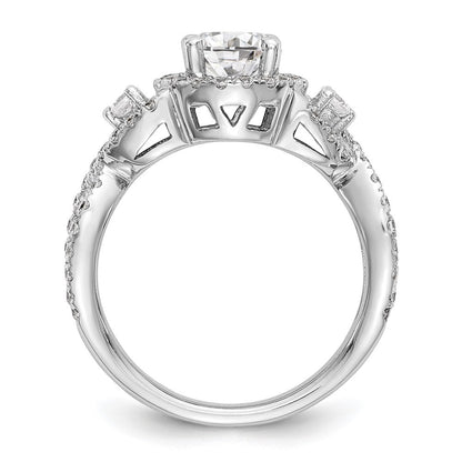14K Weißgold Halo-Verlobungsring mit rundem simulierten Diamanten