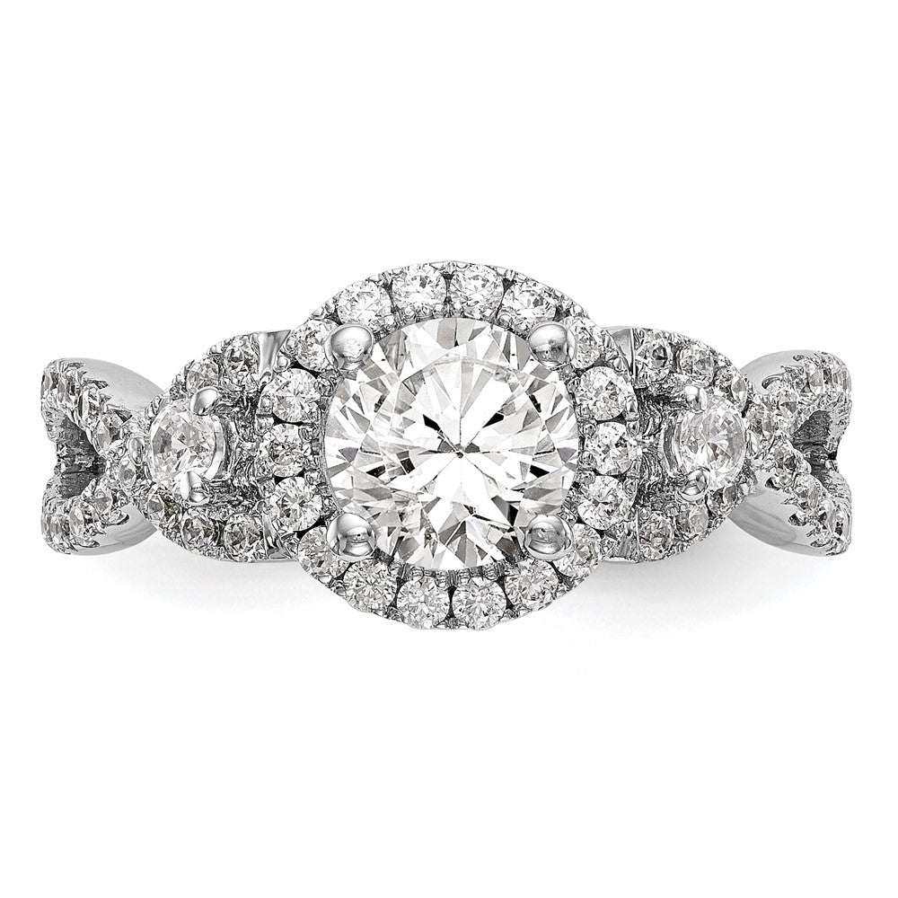 14K Weißgold Halo-Verlobungsring mit rundem simulierten Diamanten
