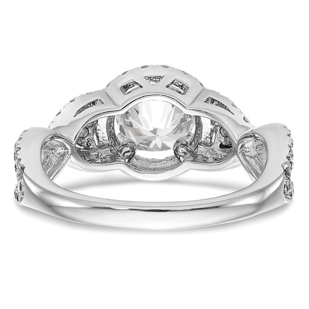 14K Weißgold Halo-Verlobungsring mit rundem simulierten Diamanten