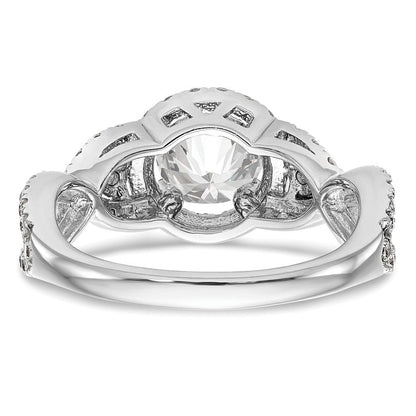 14K Weißgold Halo-Verlobungsring mit rundem simulierten Diamanten