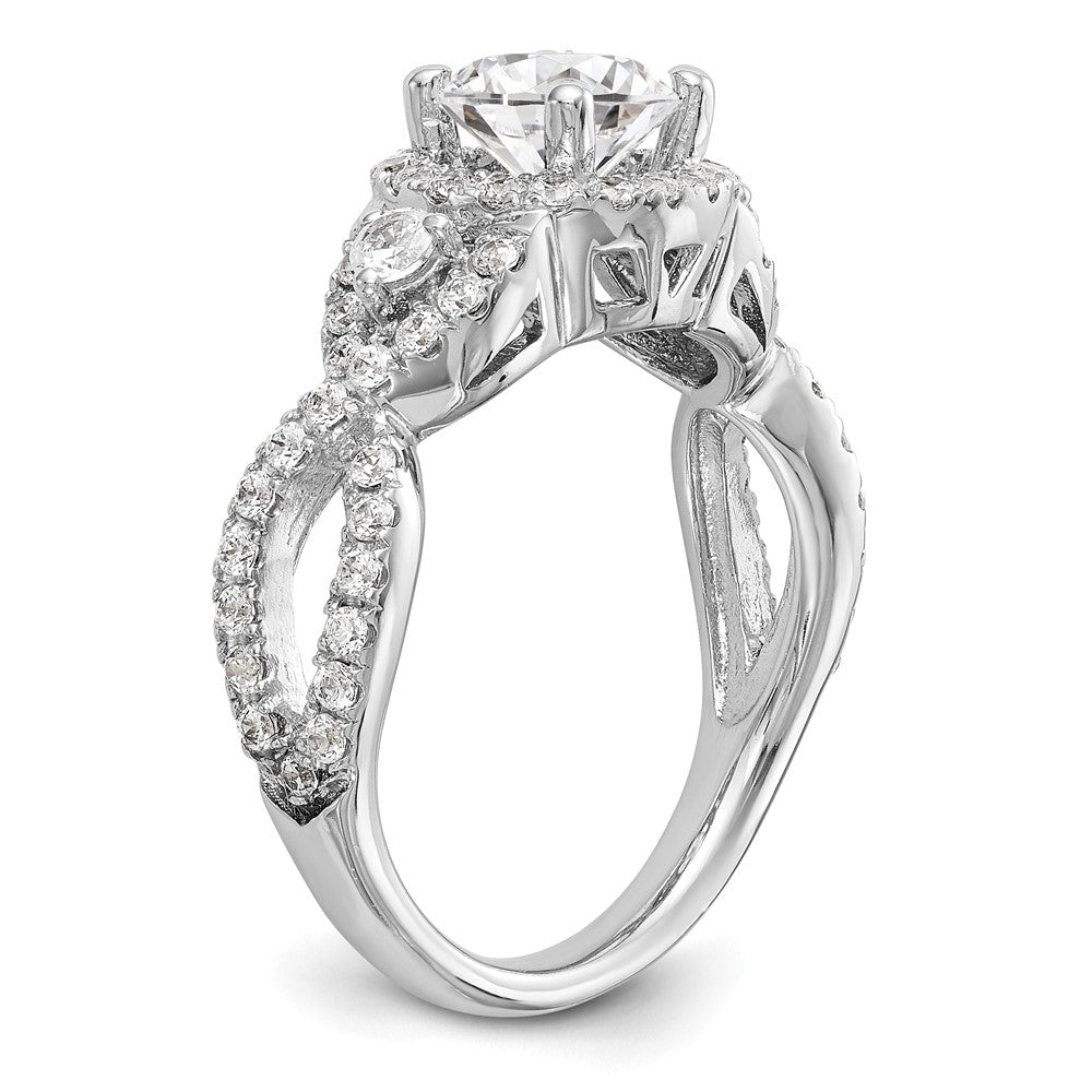 14K Weißgold Halo-Verlobungsring mit rundem simulierten Diamanten