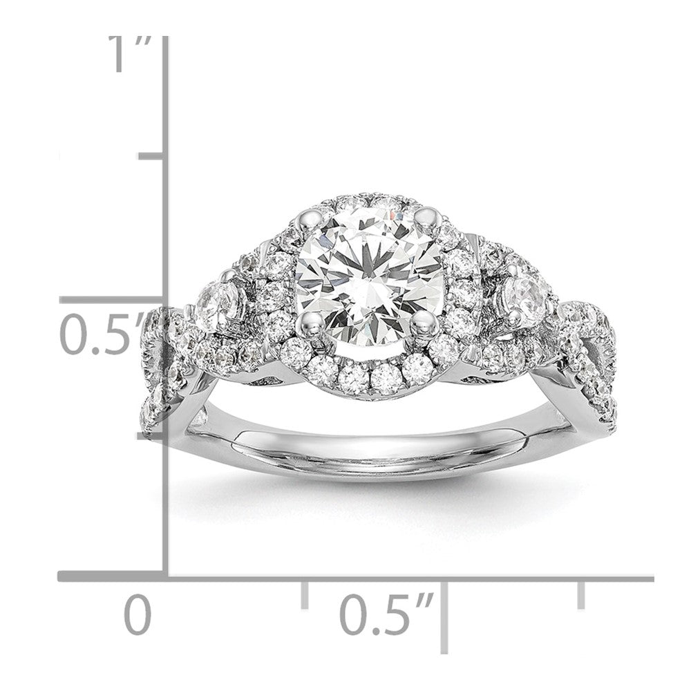 14K Weißgold Halo-Verlobungsring mit rundem simulierten Diamanten