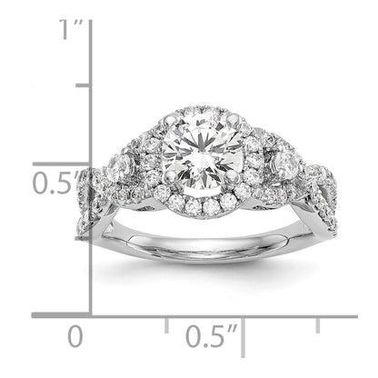 14K Weißgold Halo-Verlobungsring mit rundem simulierten Diamanten