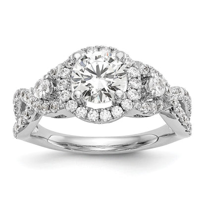 14K Weißgold Halo-Verlobungsring mit rundem simulierten Diamanten