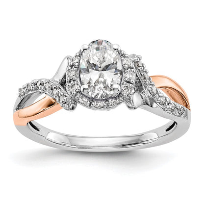 14K Weiß-/Roségold Bicolor Rosé und Weiß Verlobungsring mit 0,25 ct. im Labor gezüchteten Diamanten, VS/SI+ G+, Halo, Krappenfassung