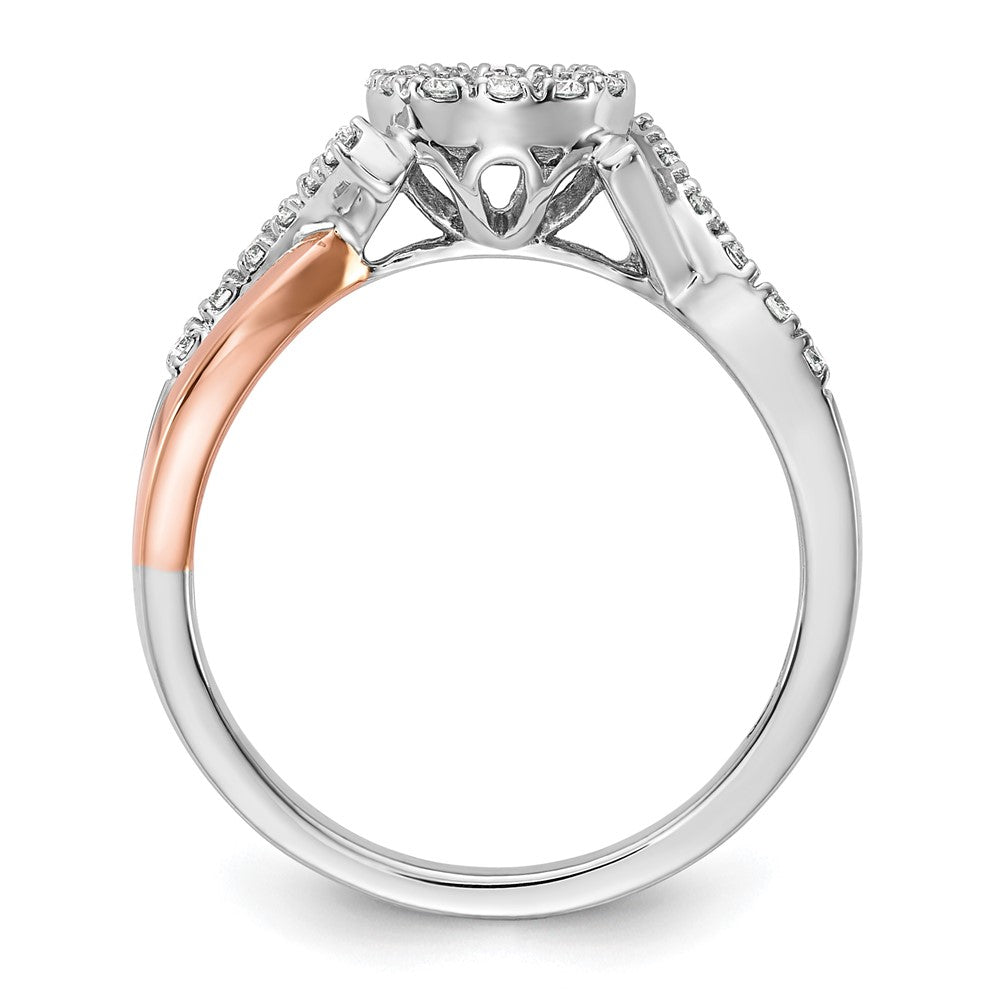 14K Weiß-/Roségold Bicolor Rosé und Weiß Verlobungsring mit 0,25 ct. im Labor gezüchteten Diamanten, VS/SI+ G+, Halo, Krappenfassung