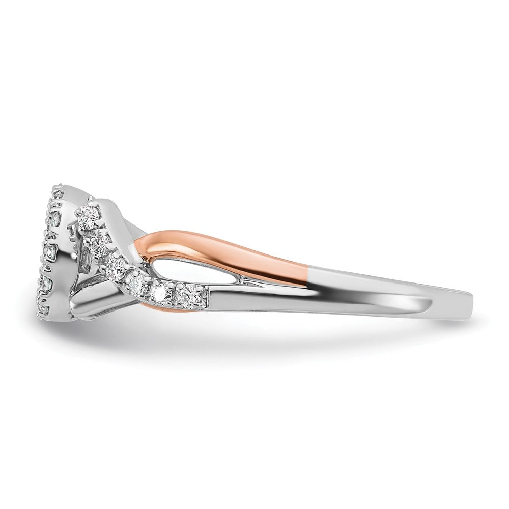 14K Weiß-/Roségold Bicolor Rosé und Weiß Verlobungsring mit 0,25 ct. im Labor gezüchteten Diamanten, VS/SI+ G+, Halo, Krappenfassung