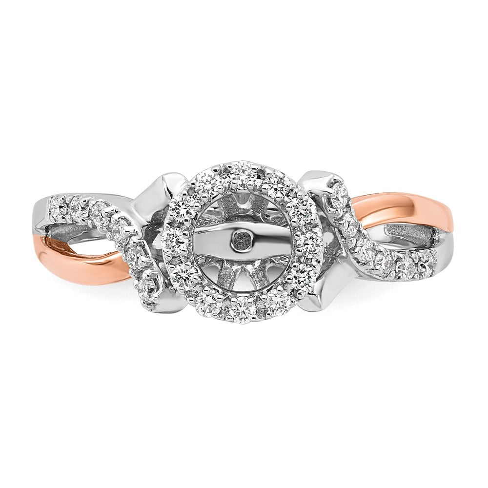 14K Weiß-/Roségold Bicolor Rosé und Weiß Verlobungsring mit 0,25 ct. im Labor gezüchteten Diamanten, VS/SI+ G+, Halo, Krappenfassung