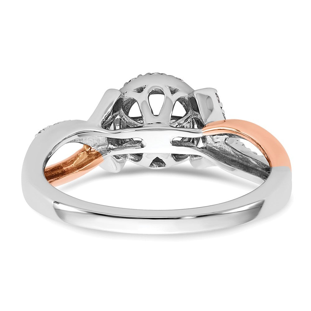 14K Weiß-/Roségold Bicolor Rosé und Weiß Verlobungsring mit 0,25 ct. im Labor gezüchteten Diamanten, VS/SI+ G+, Halo, Krappenfassung