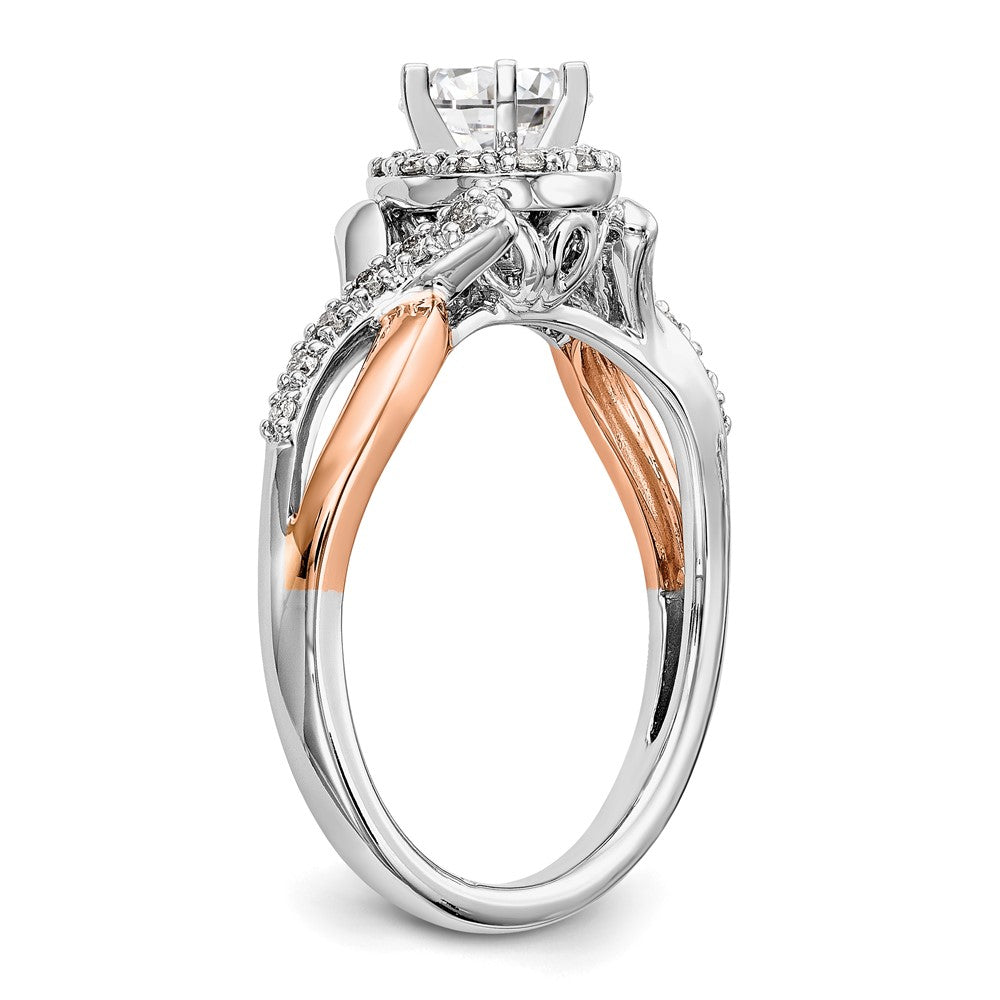 14K Weiß-/Roségold Bicolor Rosé und Weiß Verlobungsring mit 0,25 ct. im Labor gezüchteten Diamanten, VS/SI+ G+, Halo, Krappenfassung