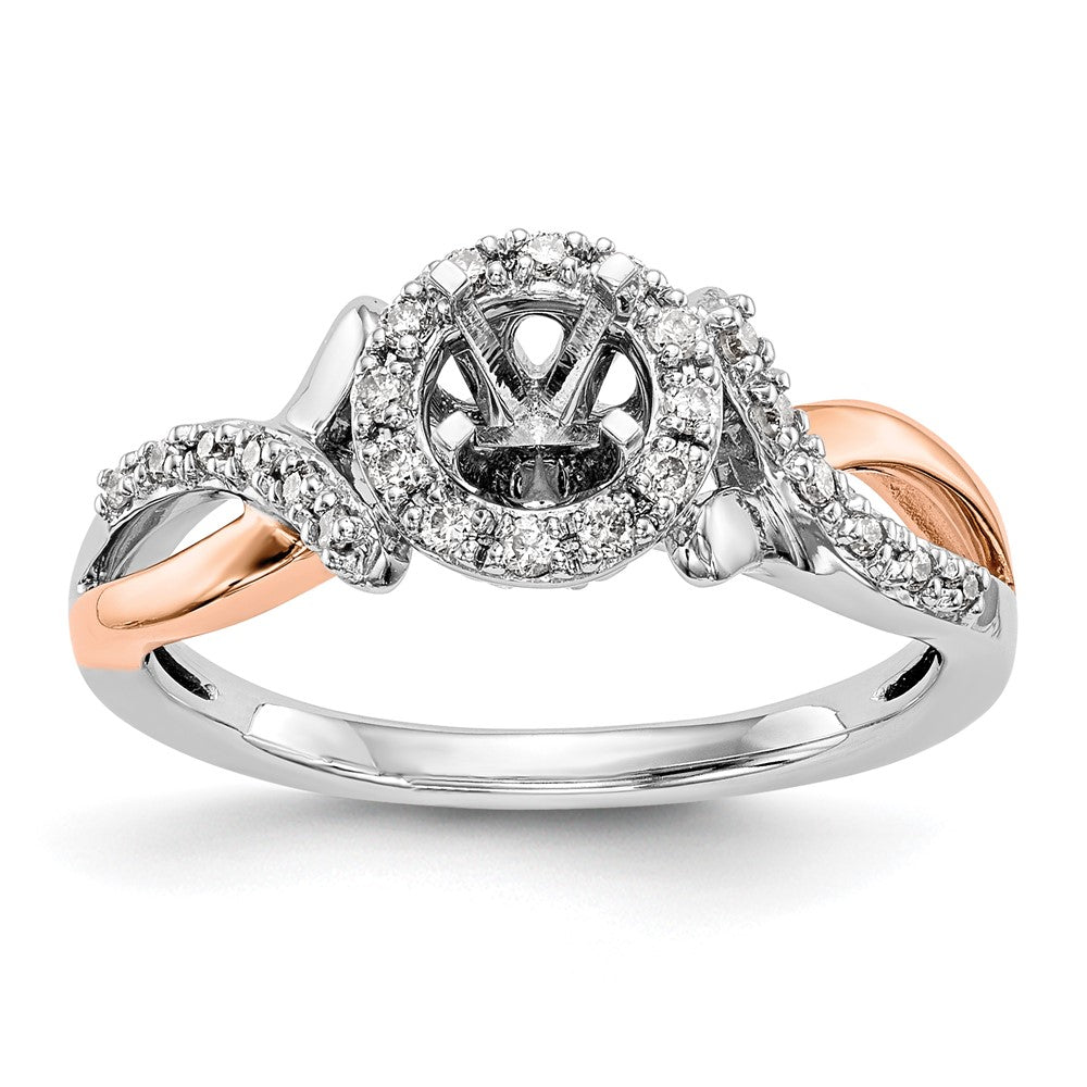 14K Weiß-/Roségold Bicolor Rosé und Weiß Verlobungsring mit 0,25 ct. im Labor gezüchteten Diamanten, VS/SI+ G+, Halo, Krappenfassung