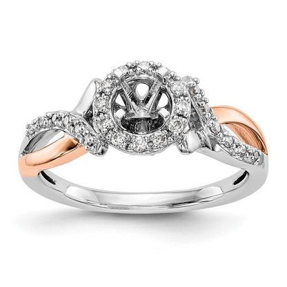 14K Weiß-/Roségold Bicolor Rosé und Weiß Verlobungsring mit 0,25 ct. im Labor gezüchteten Diamanten, VS/SI+ G+, Halo, Krappenfassung