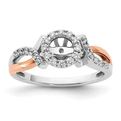 14K Weiß-/Roségold Bicolor Rosé und Weiß Verlobungsring mit 0,25 ct. im Labor gezüchteten Diamanten, VS/SI+ G+, Halo, Krappenfassung