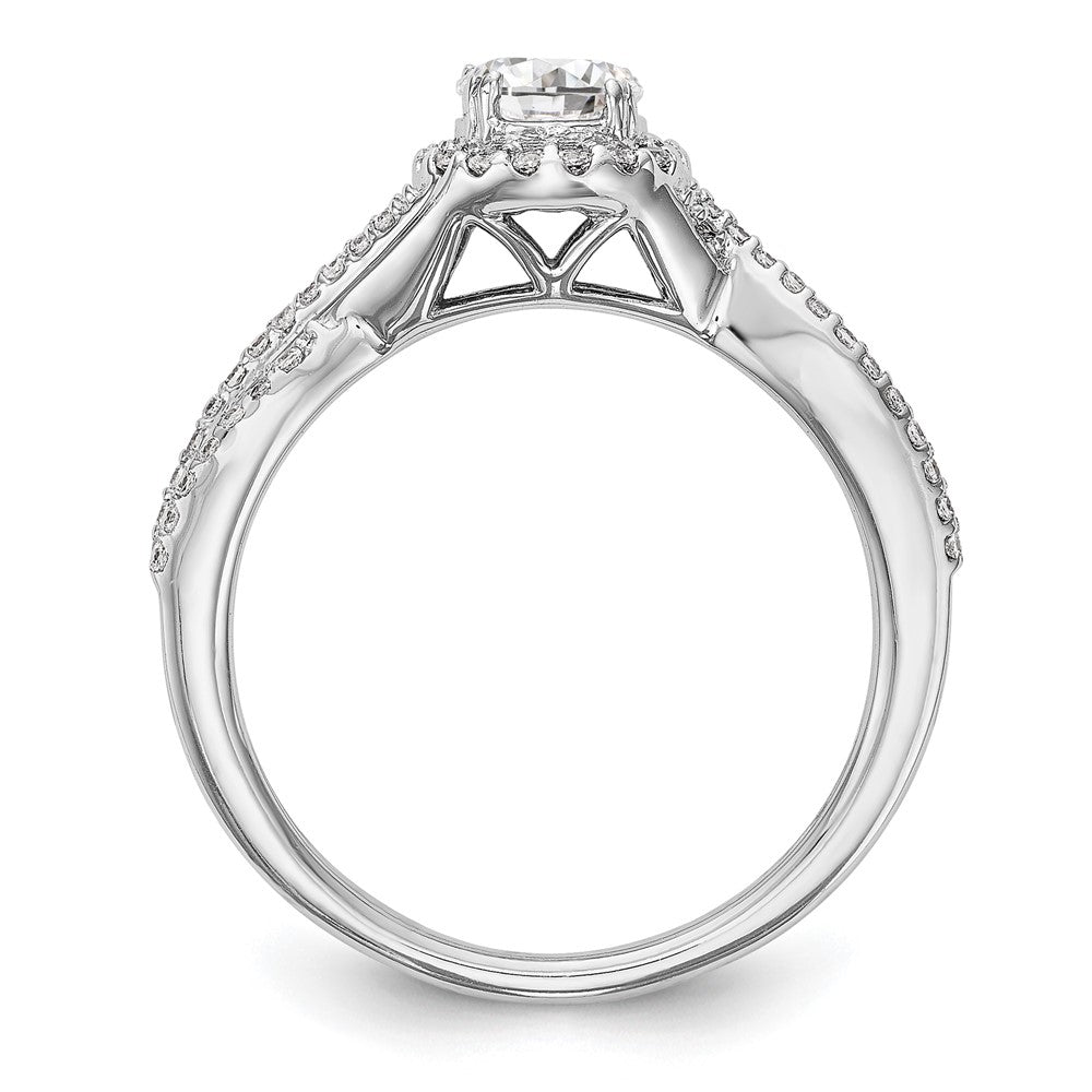 14K Weißgold Verlobungsring mit Halo und im Labor gezüchteten Diamanten VS/SI+ G+