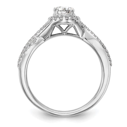 14K Weißgold Verlobungsring mit Halo und im Labor gezüchteten Diamanten VS/SI+ G+