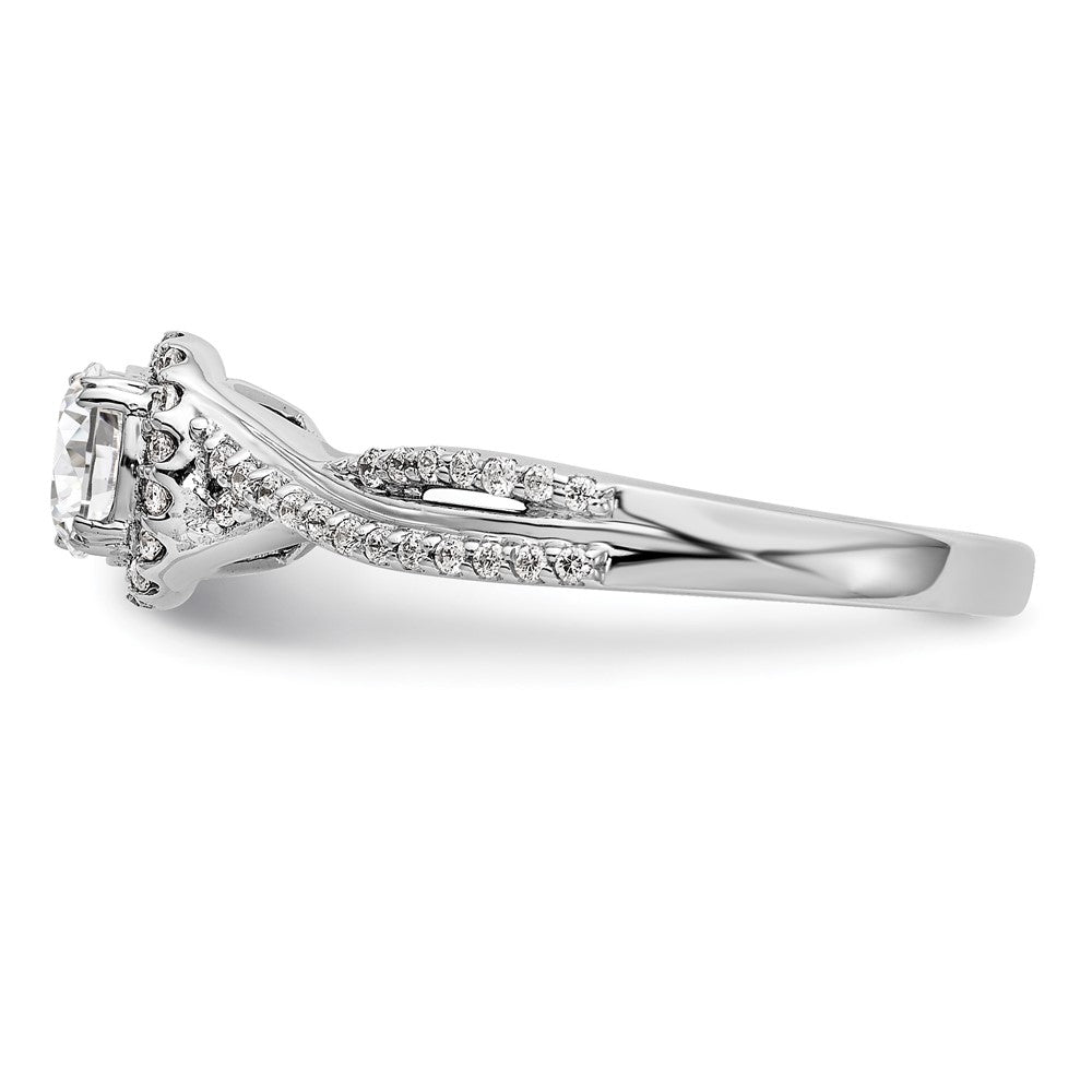 14K Weißgold Verlobungsring mit Halo und im Labor gezüchteten Diamanten VS/SI+ G+